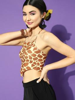 STREET 9 - Brown Animal Print Crop Top