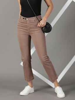 SHOWOFFFF - Women's Stretchable Clean Look Mauve Straight Fit Jeans