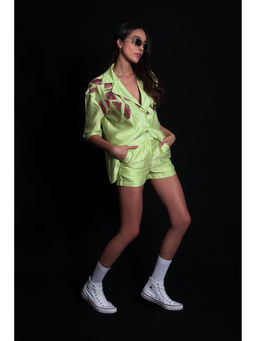 Seesa - Daiquiri Green Chanderi Silk Shorts