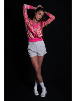 Seesa - Tea Rose Floral Printed Embroidered Top