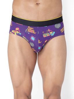 Bummer - Purple Mens Printed Micro Modal Briefs Underwear Ultra Soft & Breathable