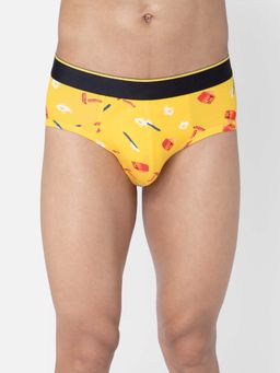 Bummer - Yellow Mens Printed Micro Modal Briefs Underwear Ultra Soft & Breathable