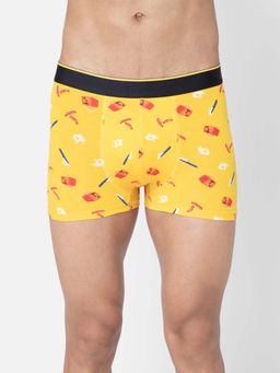 Bummer - Yellow Mens Printed Micro Modal Trunks Underwear Ultra Soft & Breathable