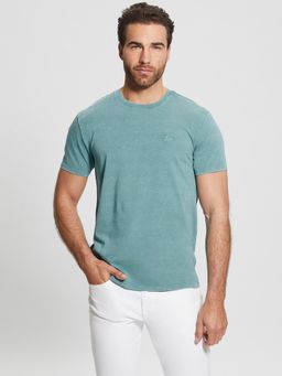 Guess - Men Blue Solid Round Neck Short Sleeves T-Shirt