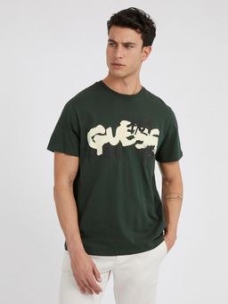 Guess - Men Green Round Neck Short Sleeves T-Shirt