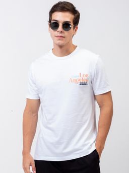 Guess - Men White Round Neck Short Sleeves T-Shirt