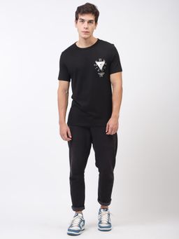 Guess - Men Black Round Neck Short Sleeves T-Shirt