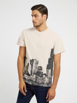 Guess - Men Beige Round Neck Short Sleeves T-Shirt