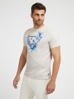 Guess - Men Grey Printed Round Neck Short Sleeves T-Shirt