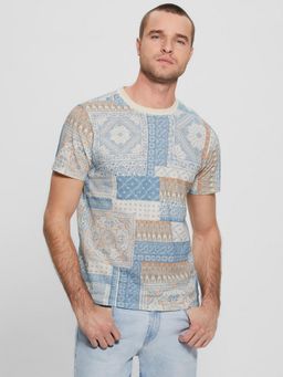 Guess - Men Multi-Color Printed Round Neck Short Sleeves T-Shirt