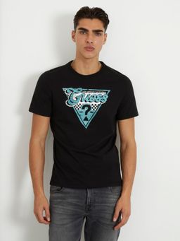 Guess - Men Black Printed Round Neck Short Sleeves T-Shirt