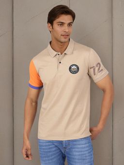 Wrangler - Men Colorblock Beige Collar Regular Fit Polo T-shirt