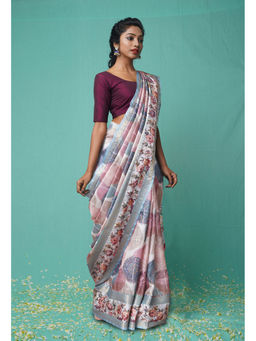 Unnati Silks - Grey Pure French Knot Work Kota Silk Saree with Unstitched Blouse