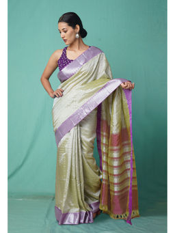 Unnati Silks - Pastel Green Pure Mangal Giri Soft Silk Saree with Unstitched Blouse