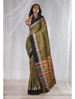 Unnati Silks - Brown Pure Handloom Narayani Cotton Saree with Unstitched Blouse