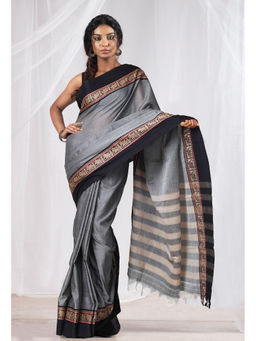 Unnati Silks - Grey Pure Handloom Narayani Cotton Saree with Unstitched Blouse
