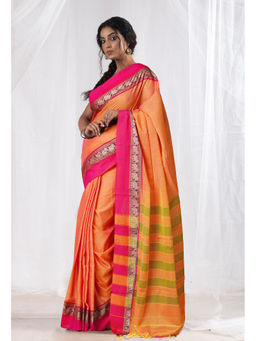 Unnati Silks - Yellow Pure Handloom Narayani Cotton Saree with Unstitched Blouse