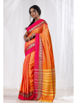 Unnati Silks - Yellow Pure Handloom Narayani Cotton Saree with Unstitched Blouse