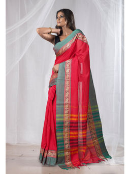 Unnati Silks - Red Pure Handloom Narayani Cotton Saree with Unstitched Blouse