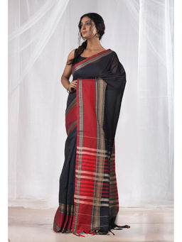 Unnati Silks - Black Pure Handloom Narayani Cotton Saree with Unstitched Blouse