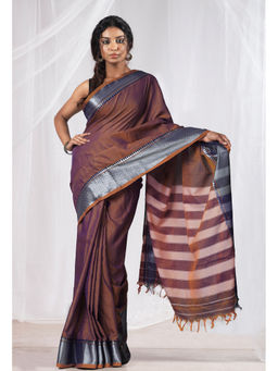 Unnati Silks - Brown Pure Handloom Narayani Cotton Saree with Unstitched Blouse