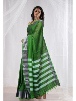 Unnati Silks - Green Pure Handloom Narayani Cotton Saree with Unstitched Blouse
