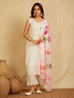 JS Label  - JS LABEL Multi Color Tie & Dye Chiffon Dupatta