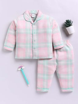 Clt.s - Pink Cotton Checked Full Sleeve Night Suit
