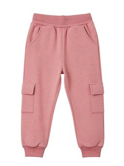 FUNKRAFTS - Girls Loop Knit Cotton Solid Cargo Joggers - Pink