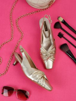 Flat n Heels - Gold Women Mules Heels