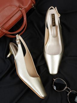 Flat n Heels - Gold Women Mules Heels