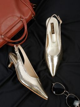 Flat n Heels - Gold Women Mules Heels