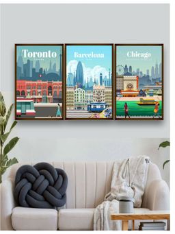 The Art House - Blue Abstract Painting Wall Art Set of 3