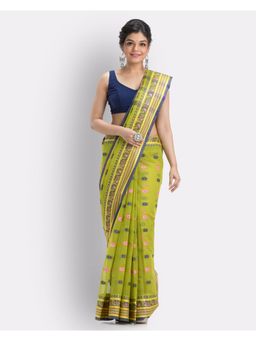 Angoshobha - Bengal Cotton Olive Tangail Tant Saree