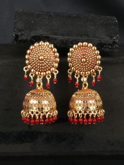 Anika's Creations - Traditional Gold Plated Enamelled Party Wear Jhumka Earring