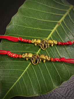 Digital Dress Room - Combo Of 2 Rakhi Designs Om Ganesh Elephant And Rudhraksha Mauli Raksha Bandhan