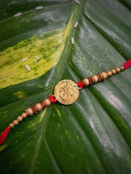 Digital Dress Room - Rakhi Designs Om Pendant Gold Beads Mauli Thread Raksha Bandhan