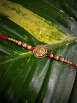Digital Dress Room - Rakhi Designs Ganesha Coin Pendant Beads And Mauli Thread Raksha Bandhan