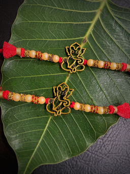 Digital Dress Room - Combo Of 2 Rakhi Designs Ganesha Pendant With Beads And Mauli Raksha Bandhan