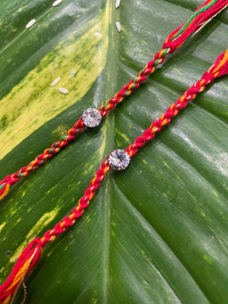 Digital Dress Room - Combo Of 2 Rakhi Designs One Diamond Pendant Mauli Thread Raksha Bandhan