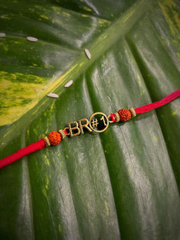 Digital Dress Room - Rakhi Designs Slogan With Bro With Rudhraksha Pendant Mauli Raksha Bandhan