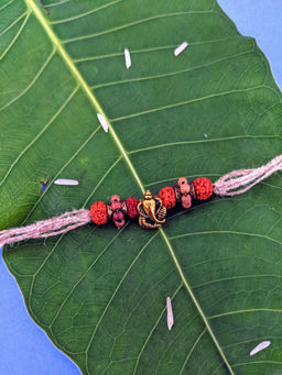 Digital Dress Room - Rakhi Designs Ganesha Pendant With Rudhraksha Mauli Raksha Bandhan