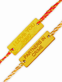 Digital Dress Room - Designer Fancy I love you 3000 Partner In Crime Funny Bhaiya Rakhi