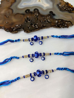 Digital Dress Room - Combo Of 3 Rakhi Designs Evil Eye Pendant Turkish Charm Mauli Raksha Bandhan