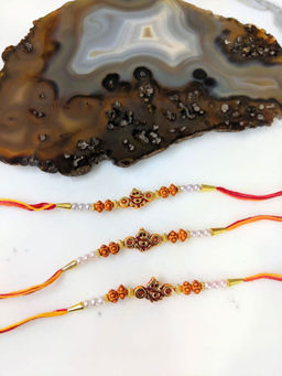 Digital Dress Room - Combo Of 3 Rakhi Designs Ganesha Pendant With Moti & Mauli Raksha Bandhan