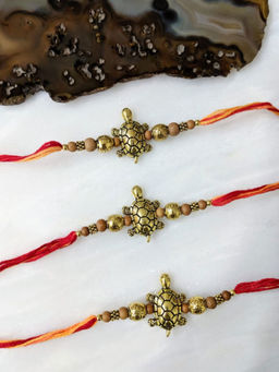 Digital Dress Room - Combo Of 3 Rakhi Designs Tortoise With Brown Beads & Mauli Raksha Bandhan