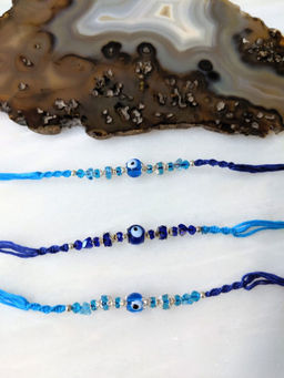 Digital Dress Room - Combo Of 3 Evil Eye Rakhi Design Turkish Charm Pendant Mauli Raksha Bandhan