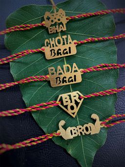 Digital Dress Room - Combo Of 5 Rakhi Designs With Funky Slogan Of Bhai & Bro Mauli Raksha Bandhan