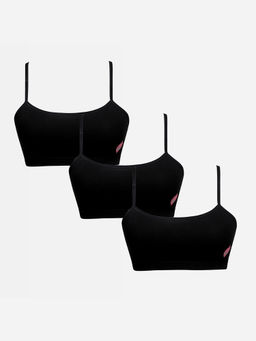 Sillysally - Black Solid Beginners Bra (Pack of 3)