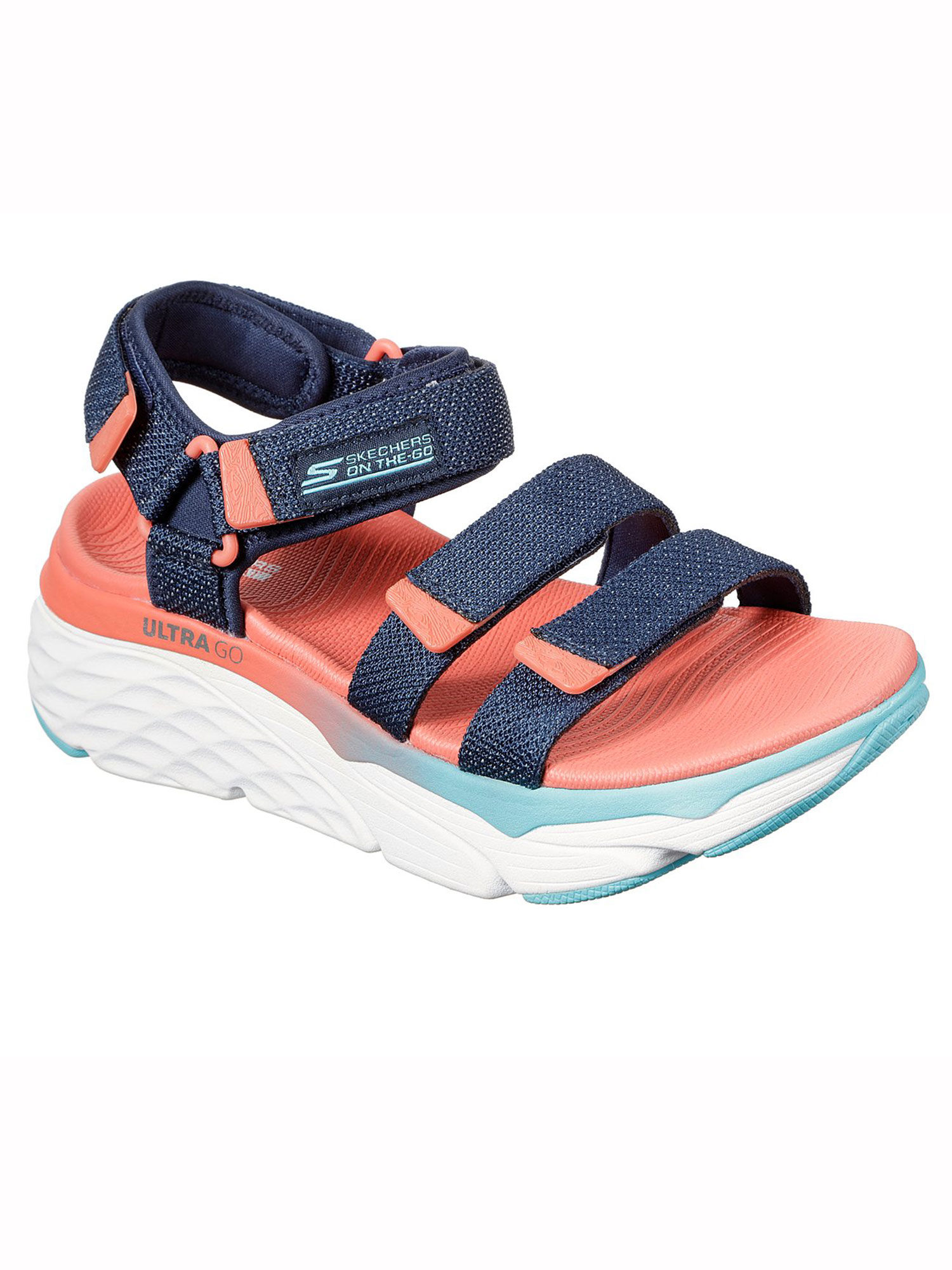 skechers max cushioning strappy printed slides